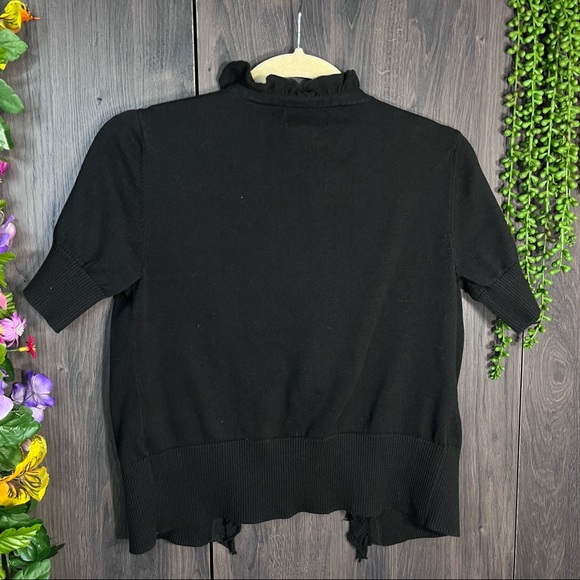 >🌼3/$30🌼Van Heusen Short Sleeve Tie Close Black Cardigan Shawl Size XS - Picture 10 of 15